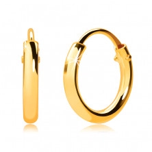 Children's earrings in yellow 585 gold - small hoops, shiny rounded shoulders, 10 mm