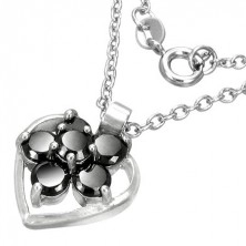 Fashion necklace with heart and flower