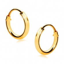 Children's earrings in yellow 375 gold - small hoops, shiny rounded shoulders, 10 mm