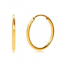 Earrings in 375 yellow gold – delicate hoops, glossy rounded surface, 12 mm