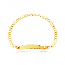 Bracelet in yellow 18K gold - flat links, plate, satin surface, grooving, 160 mm