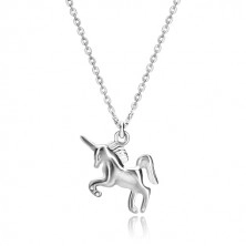 925 silver necklace - galloping unicorn, chain made of oval links