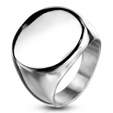 Stainless steel ring, flat shiny circle, silver color