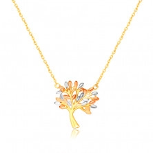 375 Combined gold necklace – branched tree of life with leaves