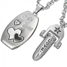 Couple necklace - bullet love and tag with love message