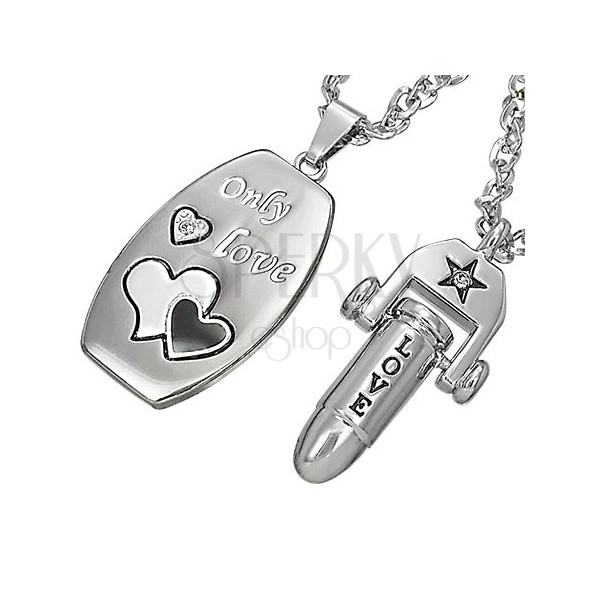 Couple necklace - bullet love and tag with love message