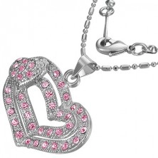 Romantic fashion necklace - pink hearts