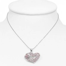 Romantic fashion necklace - pink hearts