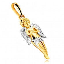 Pendant made of combined 9K gold – a praying angel with wings