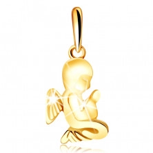 Golden pendant made of 9K gold – praying angel on his knees