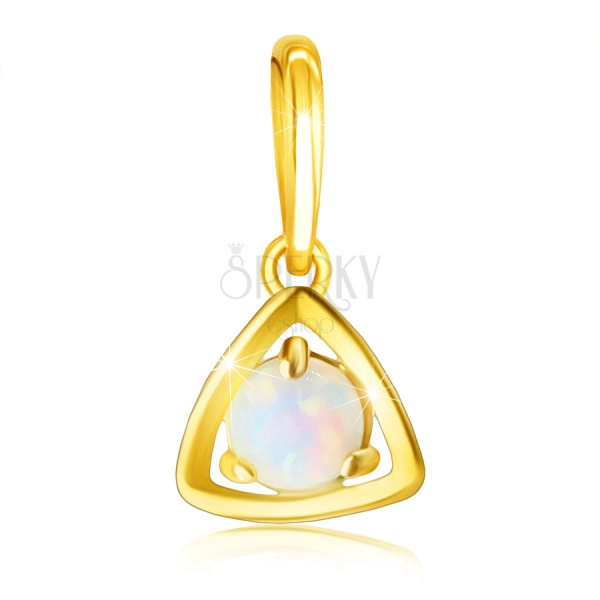 Pendant made of 9K gold – triangle contour with a round synthetic opal