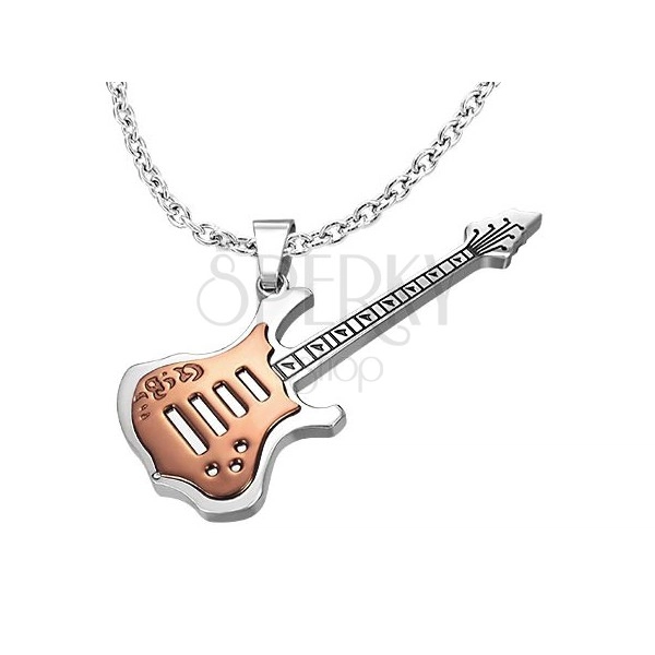 Copper coloured guitar pendant made of steel