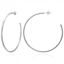 Earrings made of steel - simple big circles in silver colour, 65 mm