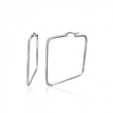 Earrings made of surgical steel - shiny squares, 30 mm