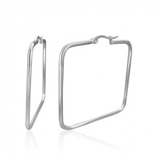 Earrings made of surgical steel - squares, silver colour, 35 mm