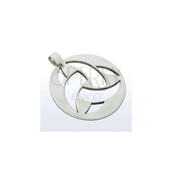 Round pendant made of 316L steel, cutout Celtic knot, silver colour