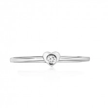 Diamond ring in 9K white gold – heart with a clear brilliant