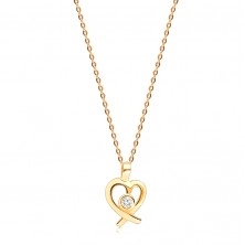 Brilliant necklace made of 585 yellow gold – a round brilliant in a heart-shaped outline, thin chain