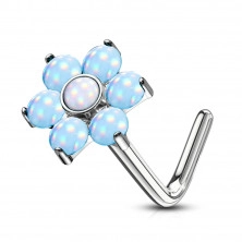 Curved nose piercing made of stainless steel - flower with epoxy glaze, various colors