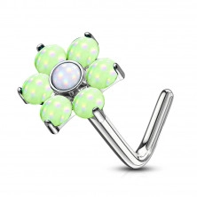 Curved nose piercing made of stainless steel - flower with epoxy glaze, various colors