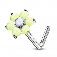 Curved nose piercing made of stainless steel - flower with epoxy glaze, various colors