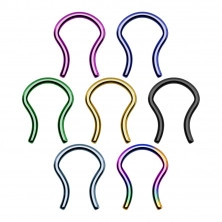 Nose piercing made of 316L steel - horseshoe with extended shoulders, various color designs