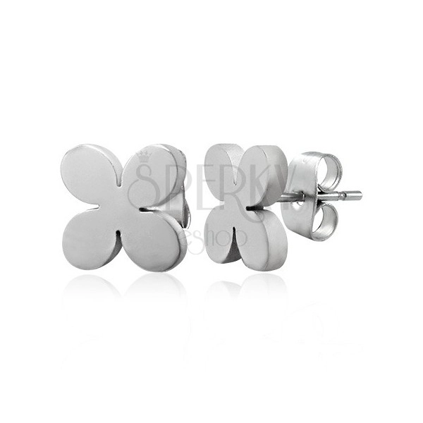 Steel earrings in silver colour- TABONO flower, studs