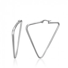 Earrings made of 316L steel - triangles, silver colour, 30 mm
