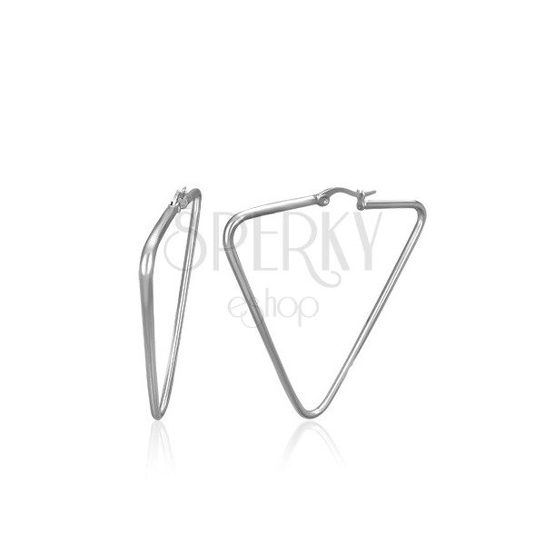 Earrings made of 316L steel - triangles, silver colour, 30 mm