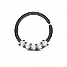 Steel nose piercing - ring with five zircons, different color designs