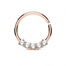 Steel nose piercing - ring with five zircons, different color designs