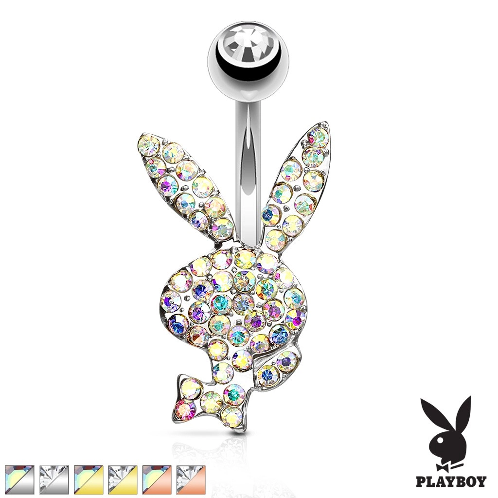 Steel belly button piercing – Playboy bunny with a bow tie, crystals,  various designs | Jewelry Eshop