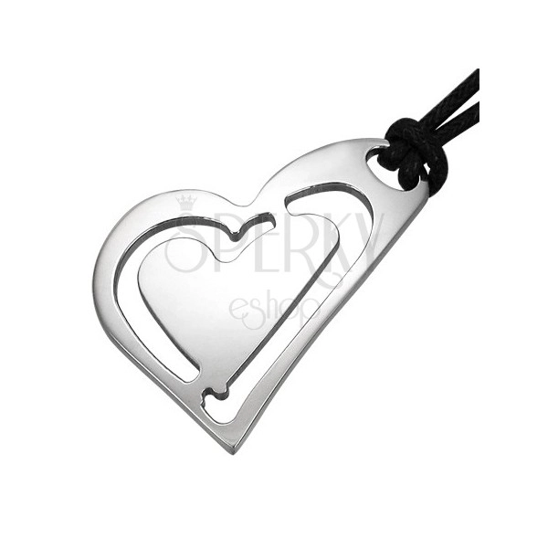 Steel pendant - slant hearts