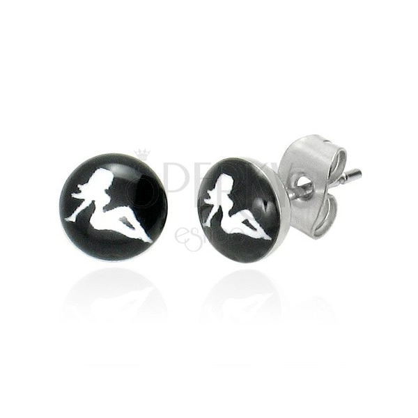 Stainless steel earrings - women's silhouette