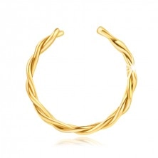 Piercing in 585 yellow gold – double ring for ear with braided rope pattern