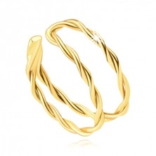 Piercing in 585 yellow gold – double ring for ear with braided rope pattern