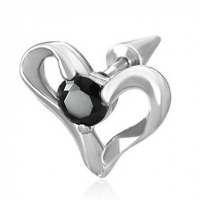 Stainless steel fake expander with heart and black zircon