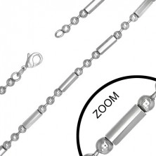 Stainless steel ball chain with cylinders - 4.4mm