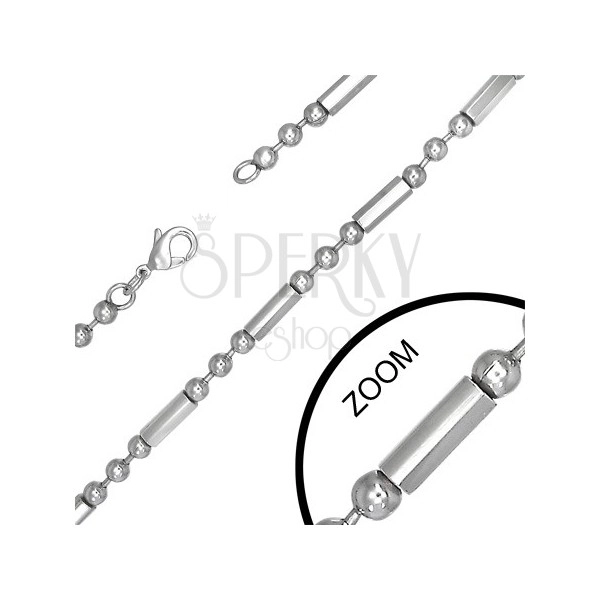 Stainless steel ball chain with cylinders - 4.4mm