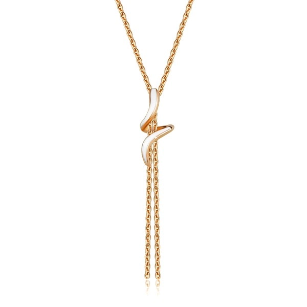 925 Silver necklace – copper colour, spiral line, white glaze