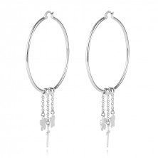 925 Silver earrings – classic hoops, cross, flowers, beads, chains, French lock