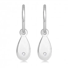 925 Silver diamond earrings – open ring, teardrop with brilliant, studs