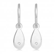 925 Silver diamond earrings – open ring, teardrop with brilliant, studs