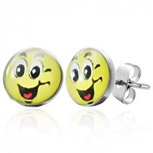 Stainless steel earrings - happy smiley
