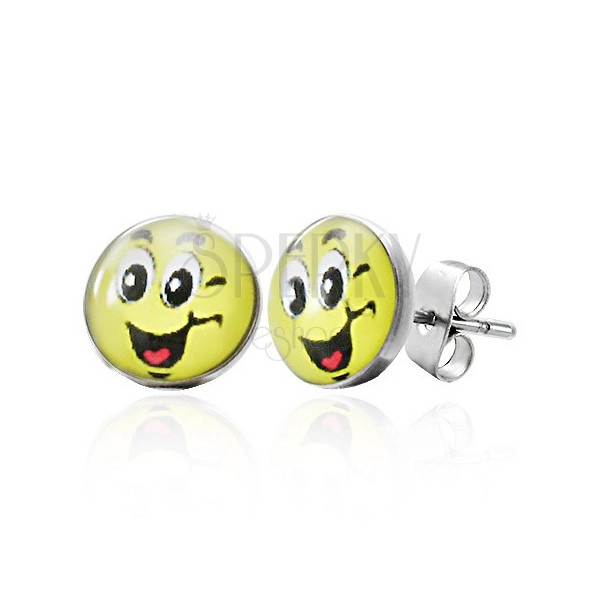 Stainless steel earrings - happy smiley