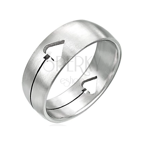 Stainless steel ring with spade card symbol