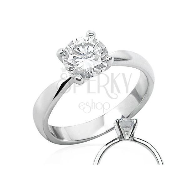 Gentle engagement ring with clear zircon