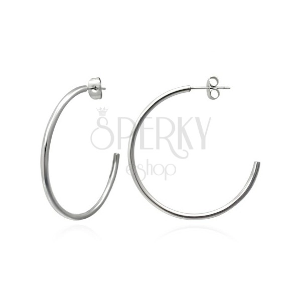 Earrings made of 316L steel in silver colour - classic circles, 40 mm
