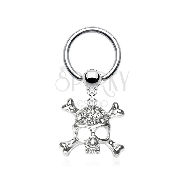 316L steel piercing - circle and ball, skull and bones shaped into letter X