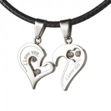 Steel pendants - broken heart with zircons